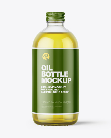 Glass Bottle With Olive Oil And Screw Cap Mockup   Front View PSD #4