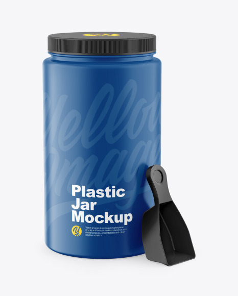 Matte Plastic Jar w  Spoon Mockup PSD #2