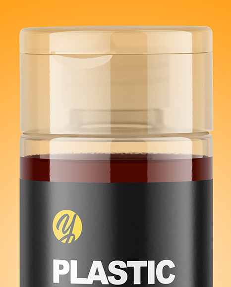 Clear Plastic Bottle with Apple Syrup Mockup PSD #6