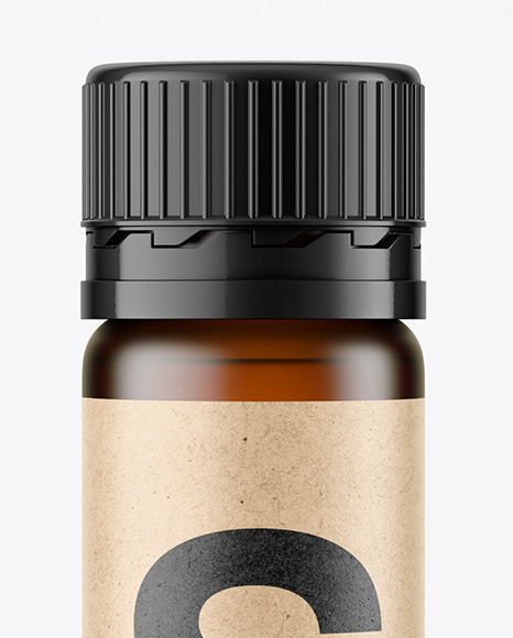 25ml Dark Amber Frosted Sport Nutrition Bottle Mockup PSD #6