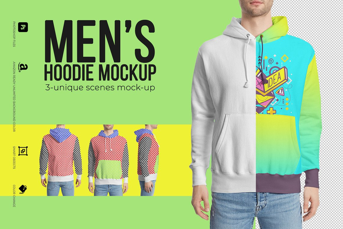 Men S Hoodie Mockup In Apparel Mockups On Yellow Images Creative Store