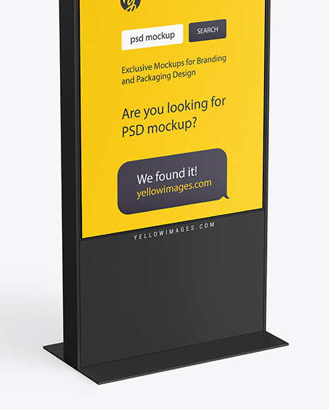 Led Display Stand Mockup In Indoor Advertising Mockups On Yellow Images Object Mockups