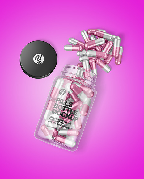 Clear Metallized Pills Bottle Mockup PSD #2