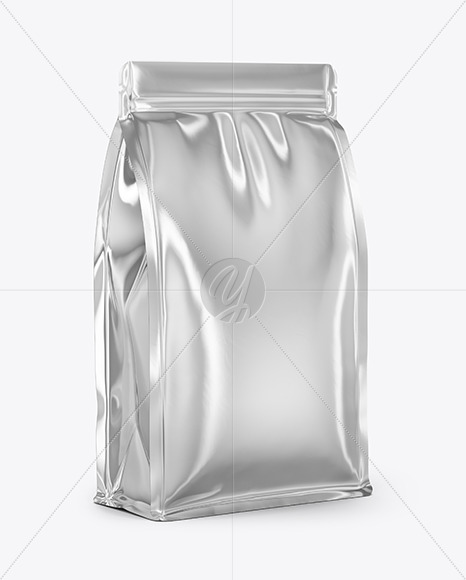 Download Metallic Food Bag Mockup Half Side View In Bag Sack Mockups On Yellow Images Object Mockups