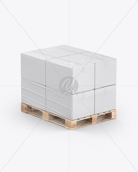 Download Pallet W 8 Paper Boxes Mockup In Box Mockups On Yellow Images Object Mockups