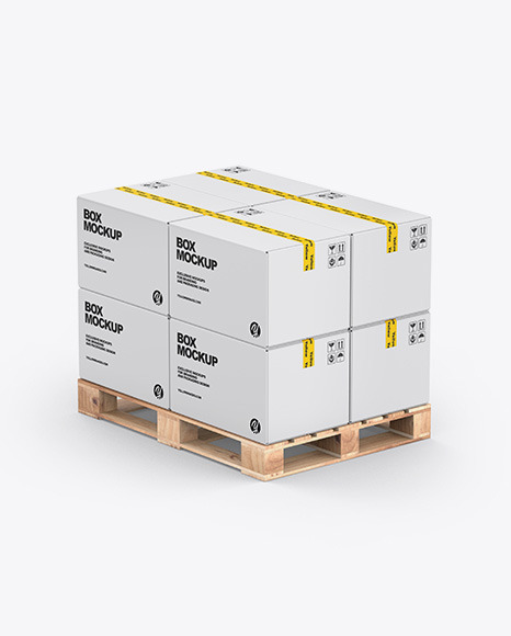 Download Pallet W/ 8 Paper Boxes Mockup in Box Mockups on Yellow ...