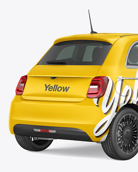 EV Compact Car Mockup - Back Half Side View