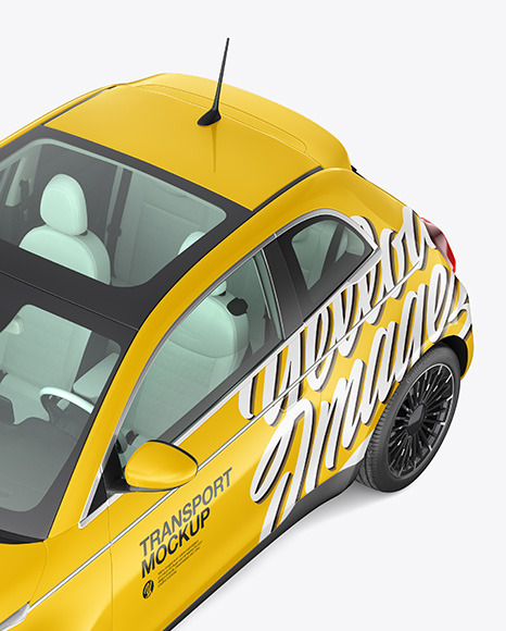 EV Compact Car Mockup   High Angle View PSD #1