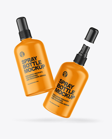 Download Two Matte Spray Bottles Mockup In Bottle Mockups On Yellow Images Object Mockups