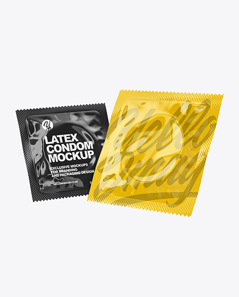 Download Two Glossy Condom Packaging Mockup in Sachet Mockups on Yellow Images Object Mockups