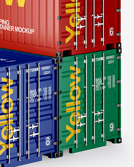 Download Three Shipping Containers Mockup - Half Side View in ...