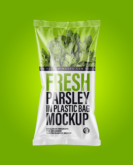 Download Plastic Bag With Fresh Parsley Mockup Yellow Author