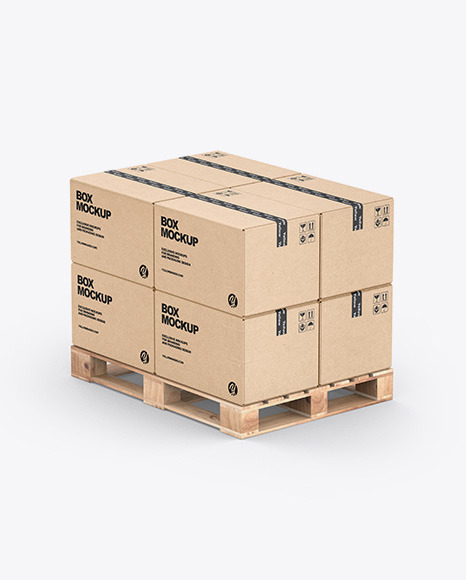 Pallet W  8 Kraft Boxes Mockup PSD #2