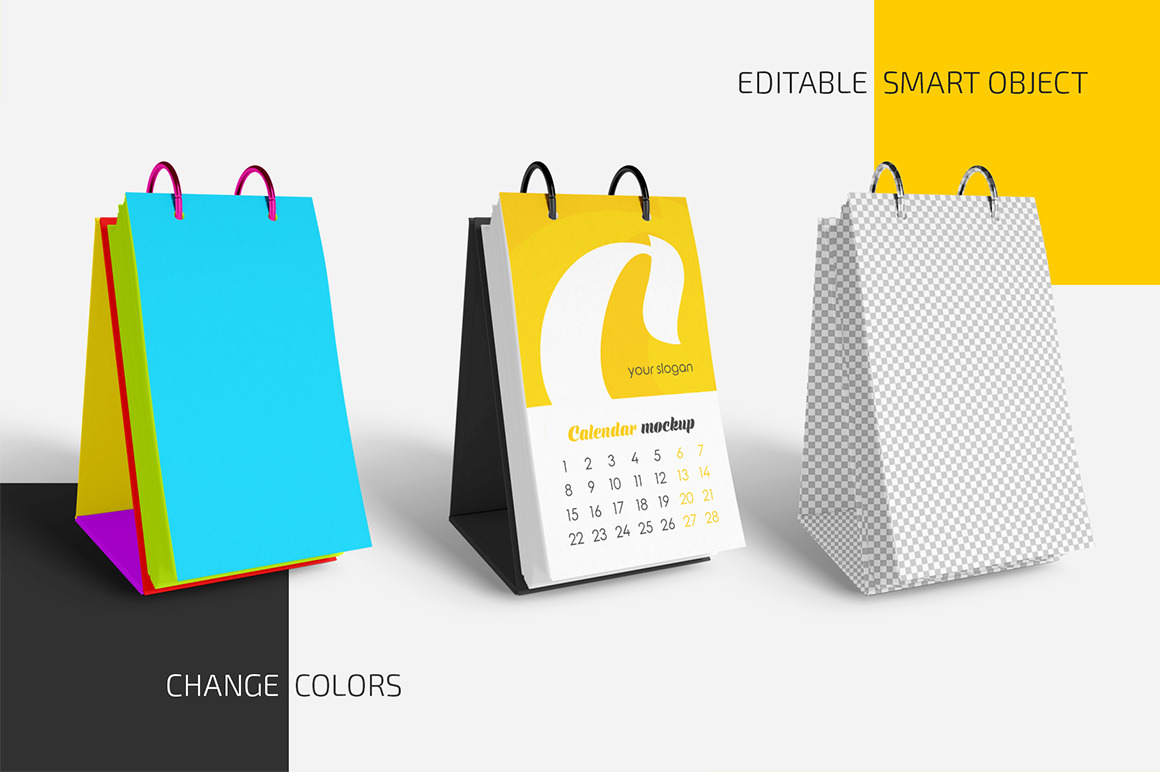 Download Desk Calendar V06 Mockup Set In Stationery Mockups On Yellow Images Creative Store