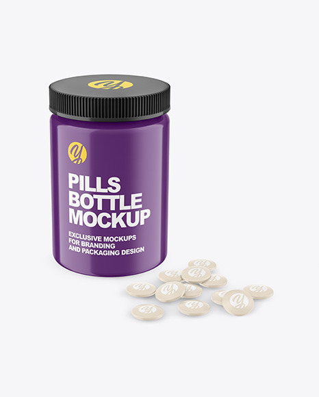 Glossy Pills Bottle Mockup PSD #2