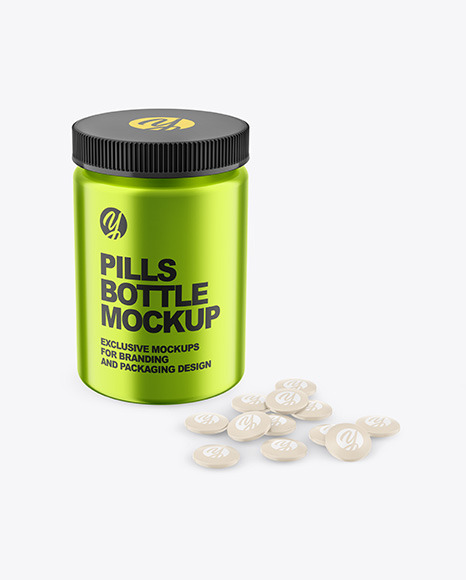 Metallic Pills Bottle Mockup PSD #2