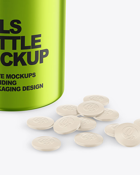 Metallic Pills Bottle Mockup PSD #6