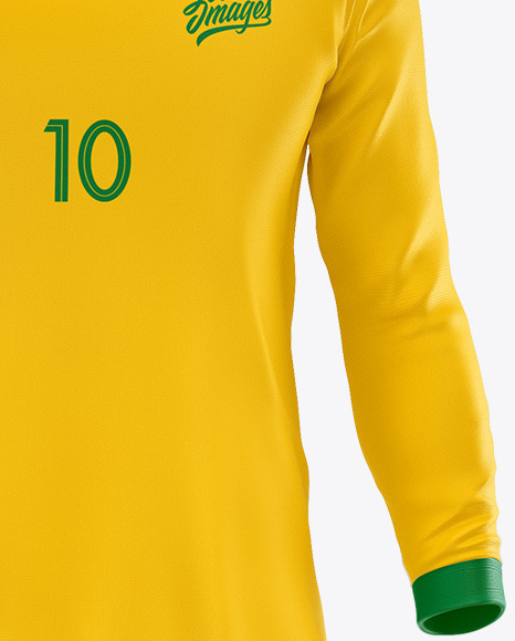 Download Football Kit Long Sleeve Mockup Front View In Apparel Mockups On Yellow Images Object Mockups