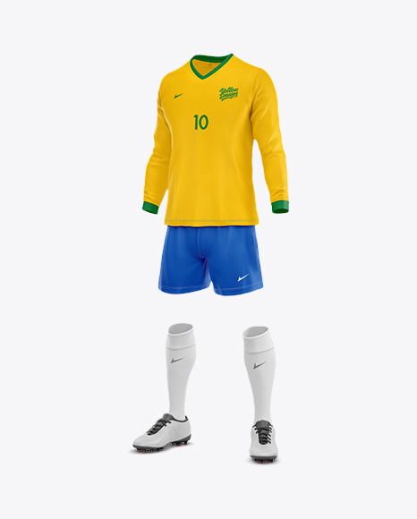 Football Kit Long Sleeve Mockup Half Side View In Apparel Mockups On Yellow Images Object Mockups