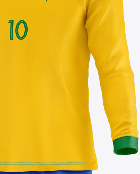 Download Football Kit Long Sleeve Mockup Half Side View In Apparel Mockups On Yellow Images Object Mockups