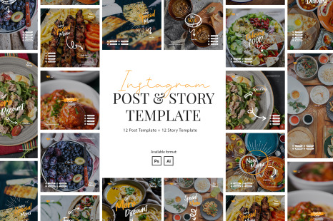 Restaurant Instagram Post and Story Template