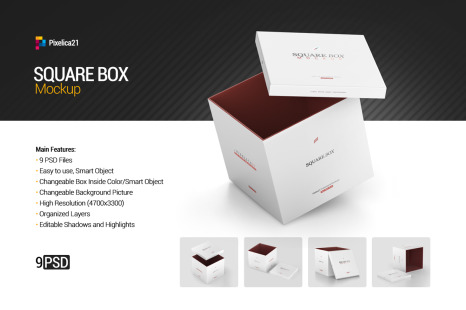 Download Square Box Mockup In Packaging Mockups On Yellow Images Creative Store PSD Mockup Templates