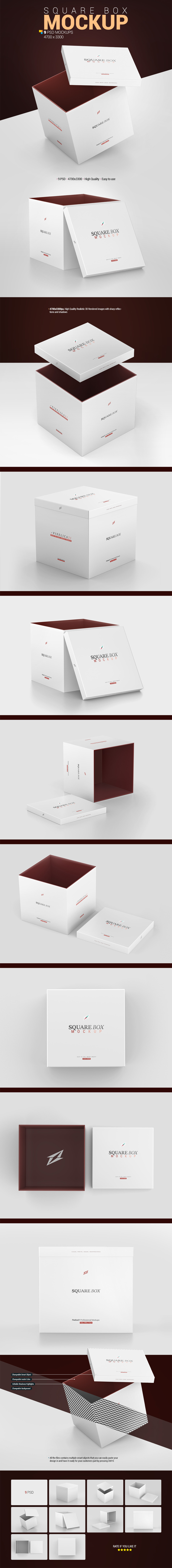 Square Box Mockup In Packaging Mockups On Yellow Images Creative Store