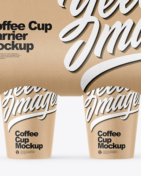 Kraft Coffee Cup Carrier Mockup PSD #6