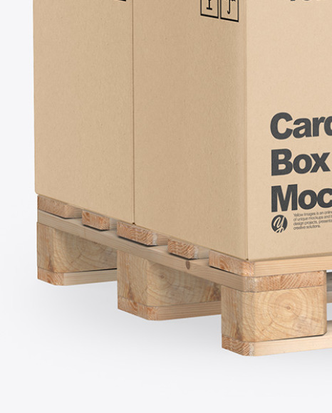 Wooden Pallet With Kraft Cardboard Boxes Mockup PSD #2