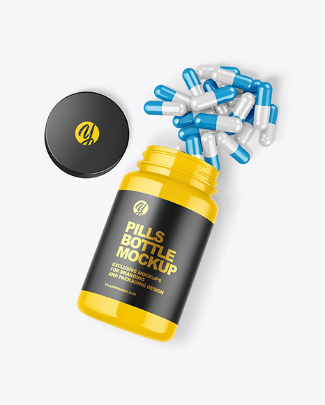 Glossy Pills Bottle Mockup