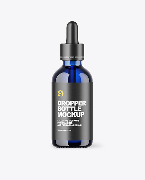 Blue Glass Dropper Bottle Mockup