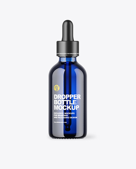 Blue Glass Dropper Bottle Mockup PSD #2