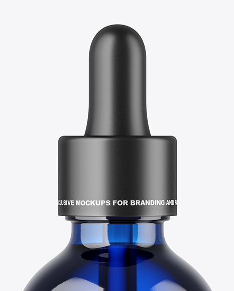 Blue Glass Dropper Bottle Mockup PSD #1