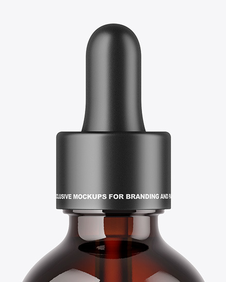 Dark Amber Glass Dropper Bottle Mockup PSD #1