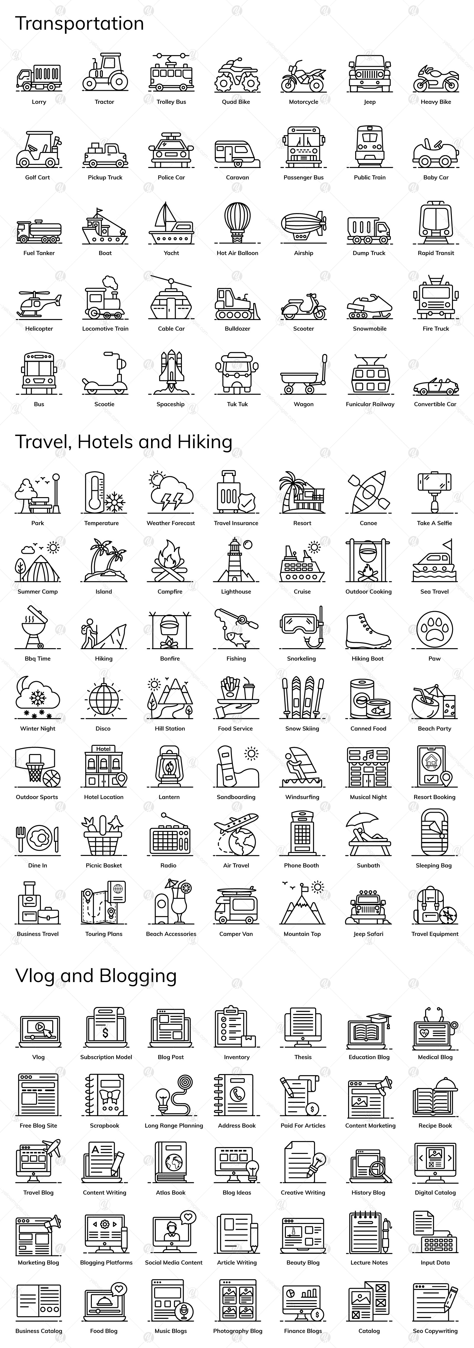 600+ Filled Outline Concept Icons on Yellow Images Creative Store