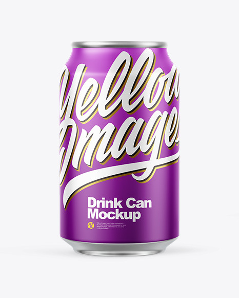 Matte Drink Can Mockup on Yellow Images Object Mockups