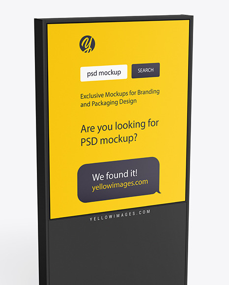 Download Led Display Stand Mockup In Indoor Advertising Mockups On Yellow Images Object Mockups PSD Mockup Templates