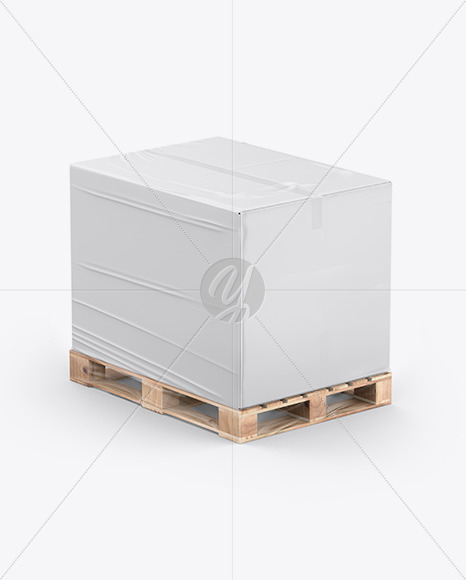 Download Pallet W Paper Box Mockup In Box Mockups On Yellow Images Object Mockups