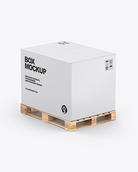 Download Pallet W Paper Box Mockup In Box Mockups On Yellow Images Object Mockups