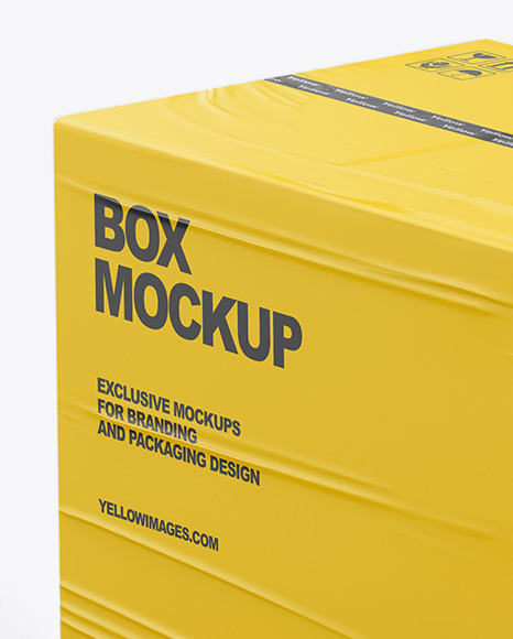 Download Pallet W Paper Box Mockup In Box Mockups On Yellow Images Object Mockups