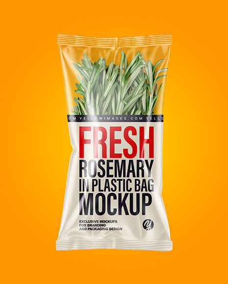 Plastic Bag With Organic Rosemary Mockup In Bag Sack Mockups On Yellow Images Object Mockups