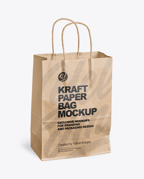 Kraft Paper Bag Mockup In Bag Sack Mockups On Yellow Images Object Mockups