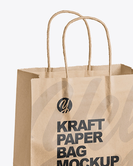 Kraft Paper Bag Mockup In Bag Sack Mockups On Yellow Images Object Mockups