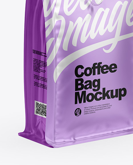 Matte Metallic Coffee Bag With Valve   Half Side View PSD #2
