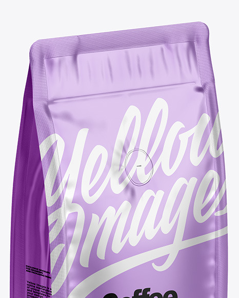 Matte Metallic Coffee Bag With Valve   Half Side View PSD #1