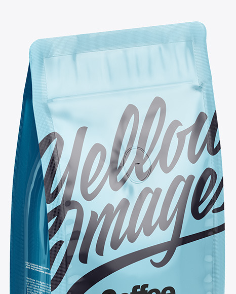Glossy Coffee Bag With Valve   Half Side View PSD #1