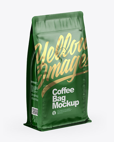 Glossy Coffee Bag With Valve   Half Side View PSD #6