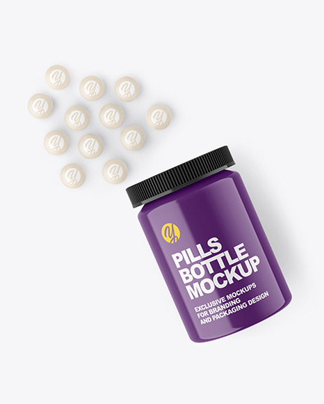 Glossy Pills Bottle Mockup PSD #2
