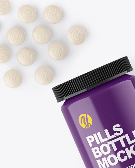 Glossy Pills Bottle Mockup PSD #1