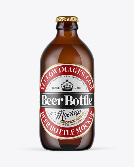 Amber Glass Beer Bottle Mockup